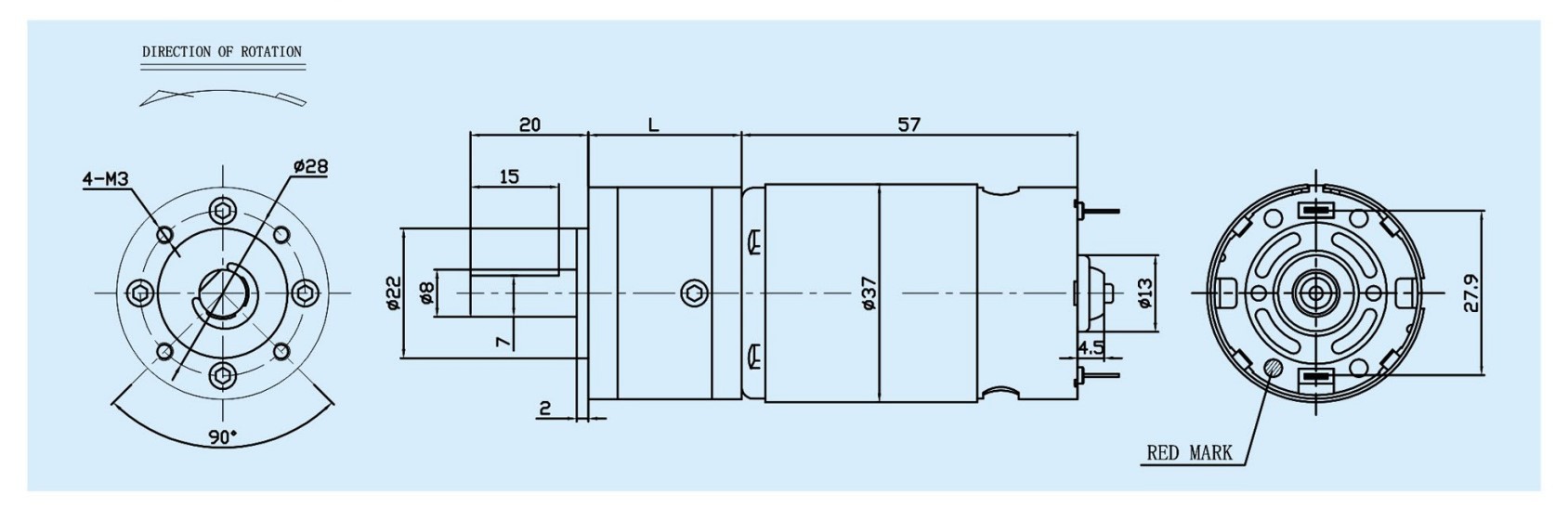 GBP36-555SH motor outline